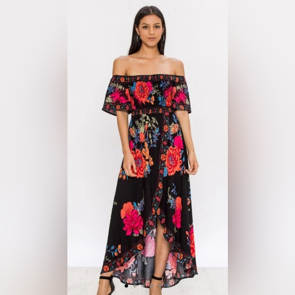 EDITE MODE Floral maxi High Low Dress